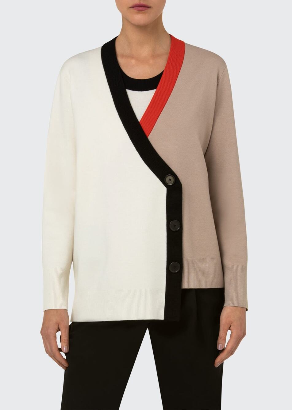 Akris Punto 16 Virgin Wool Twinset Colorblock Cardigan Tank Set NWT Asymmetrical